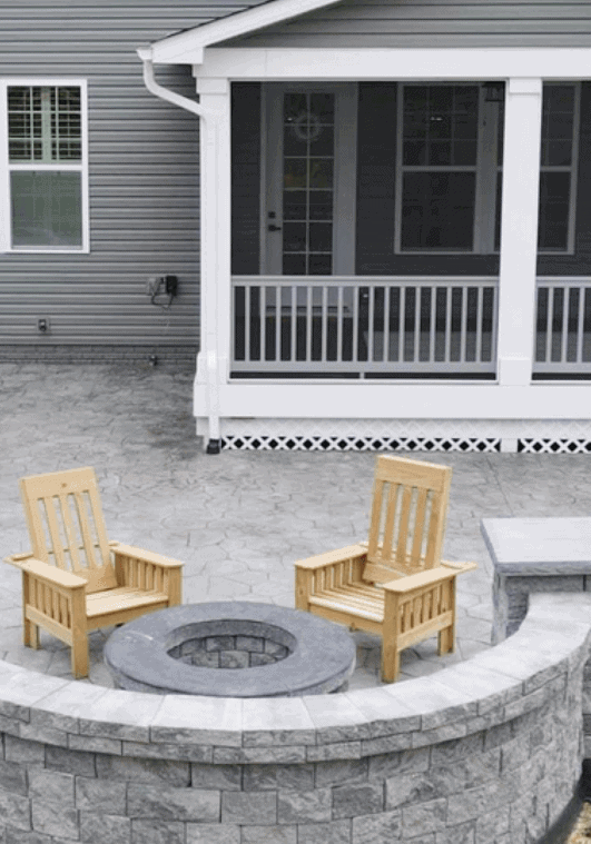 Example of custom patio designs featuring unique layouts and materials